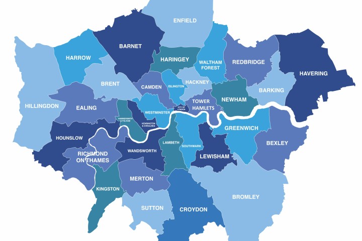 London Map of all the towns in London.